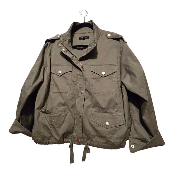 Talbots Military Utility Field Jacket Womens Plus 1X Green Coat 90s Y2K Gorpcore - Picture 1 of 13